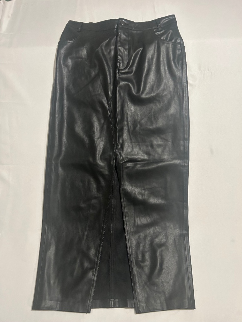 Zara Faux Leather High-Waisted Front Split Maxi Skirt - Medium